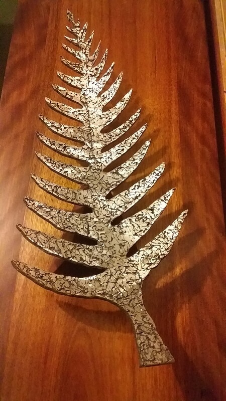Silver Fern Leaf Bowl Sculpture Art Fine Handmade Artisan Furniture